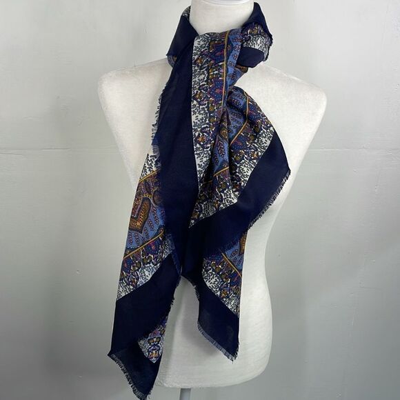 Cross Scarf Shawl Multicolor Floral Paisley 44” x 46” - Picture 1 of 5